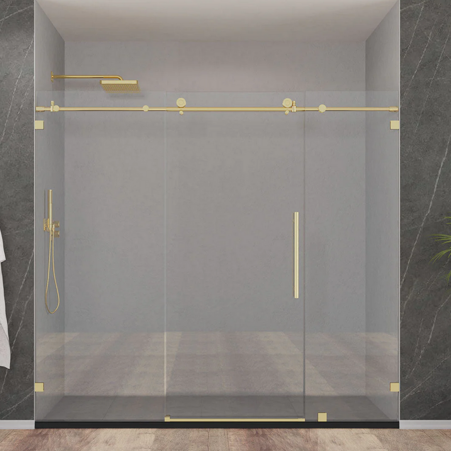 Frameless 3 Glass Panels - Sliding Shower Door