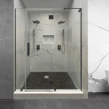 Frameless 3 Glass Panels - Hinge on Glass Panel