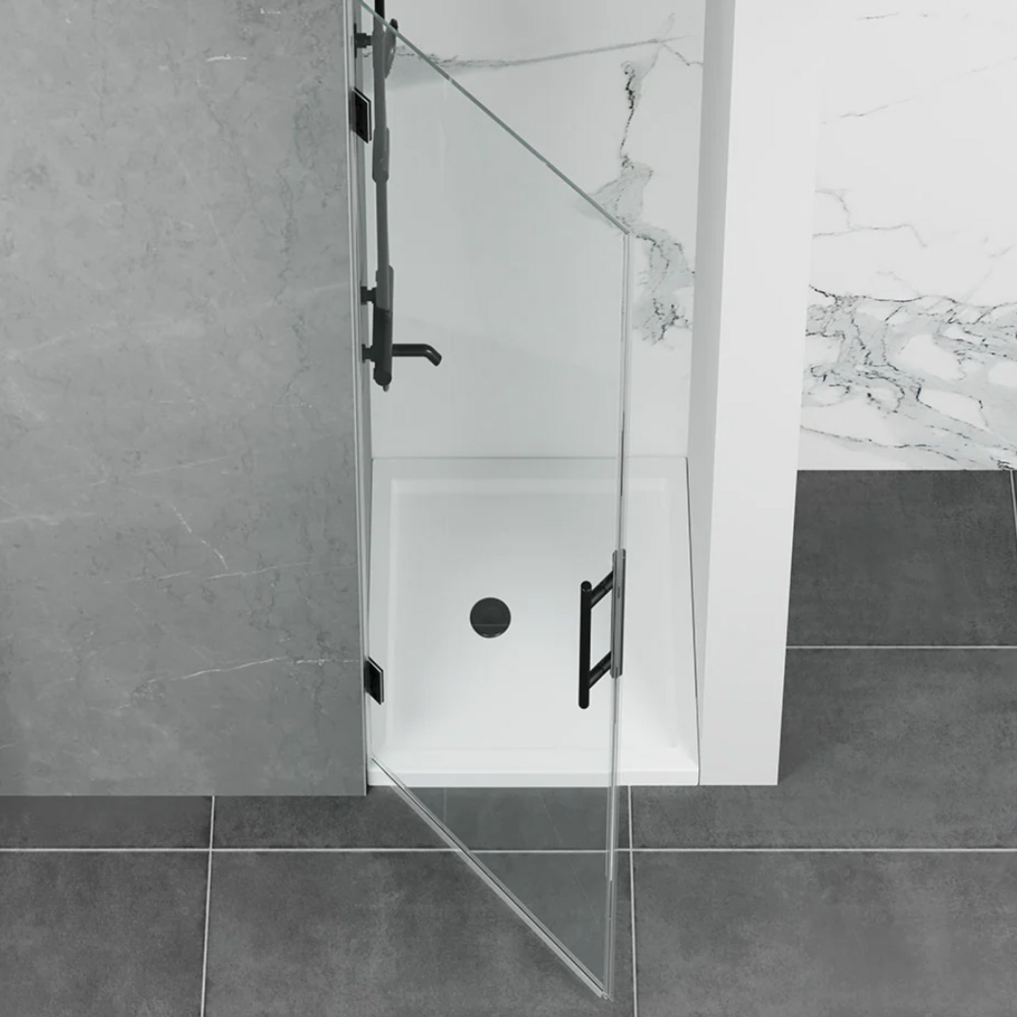 Frameless Single Glass Panel Hinge on Wall Shower Door
