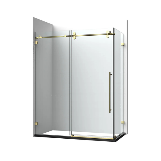 Chrome Frameless Single Sliding Shower Door + Return Panel
