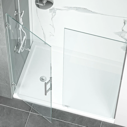 Frameless Double Glass Panel Hinge on Wall Shower Door