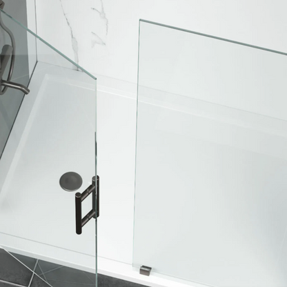 Frameless Double Glass Panel Hinge on Wall Shower Door