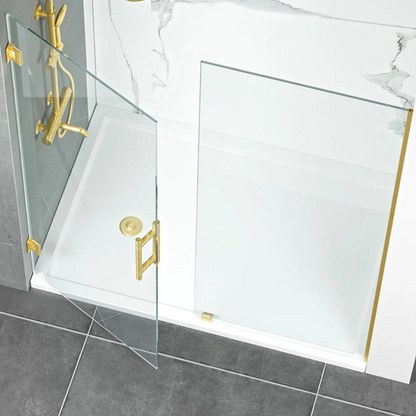 Frameless Double Glass Panel Hinge on Wall Shower Door