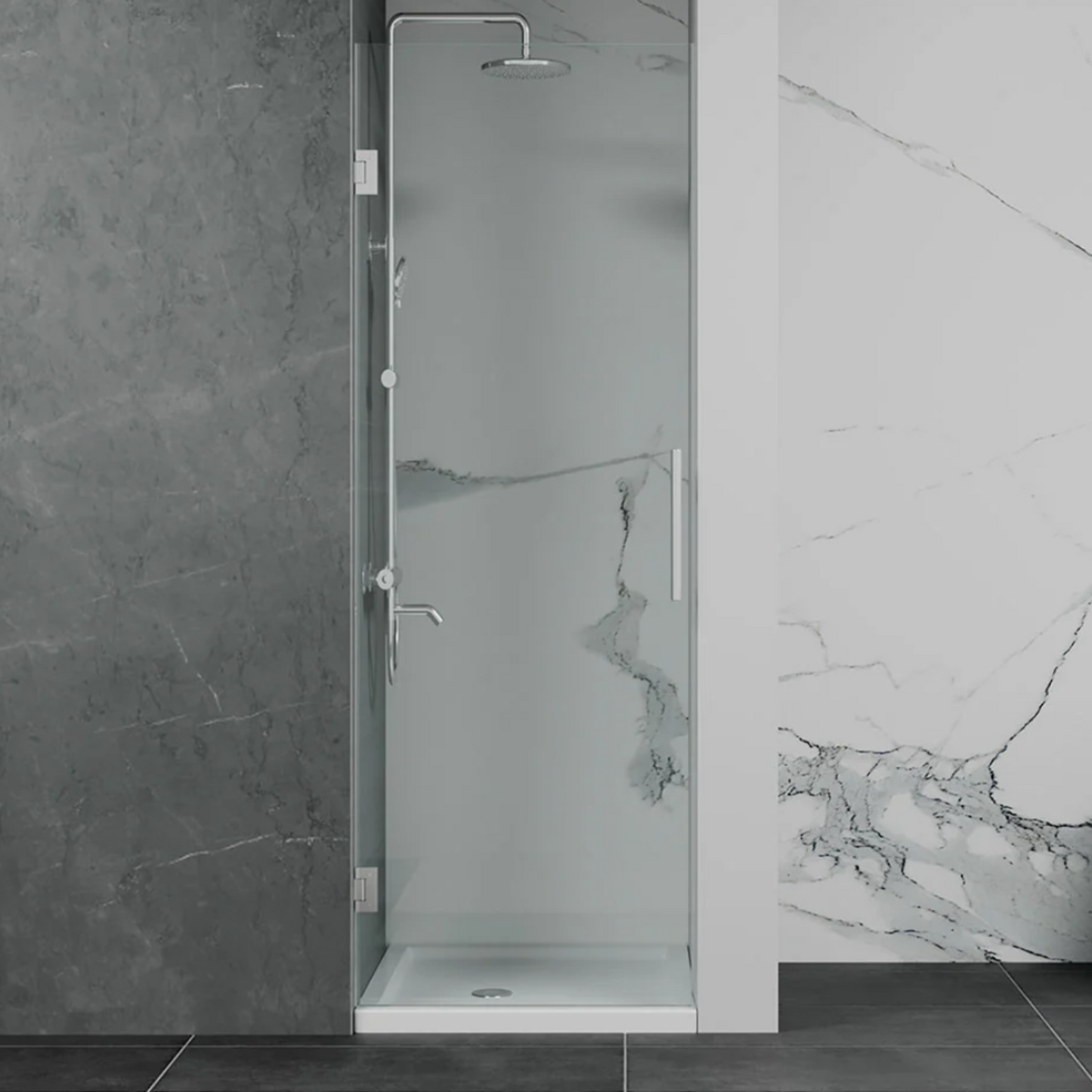 Frameless Single Glass Panel Hinge on Wall Shower Door