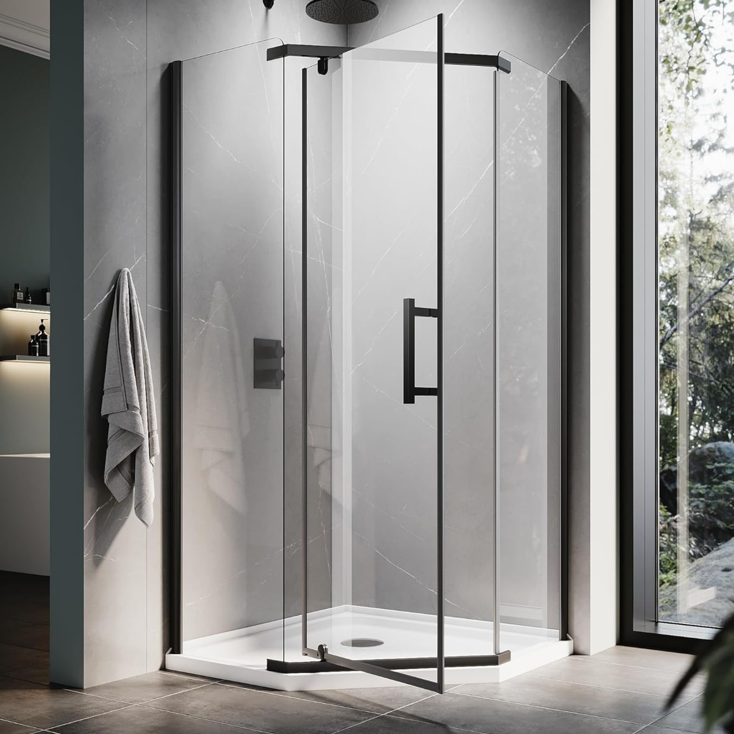 Angle Hinge shower door