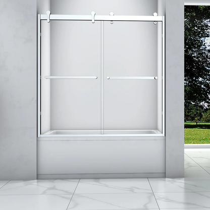 Farm-house Design Frame Sliding Shower Door