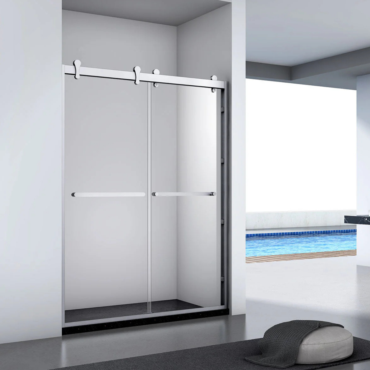Farm-house Design Frame Sliding Shower Door +