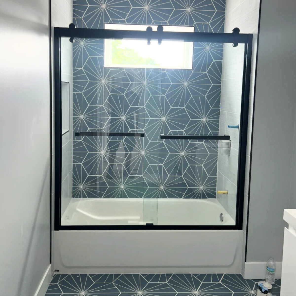 Farm-house Design Frame Sliding Shower Door +
