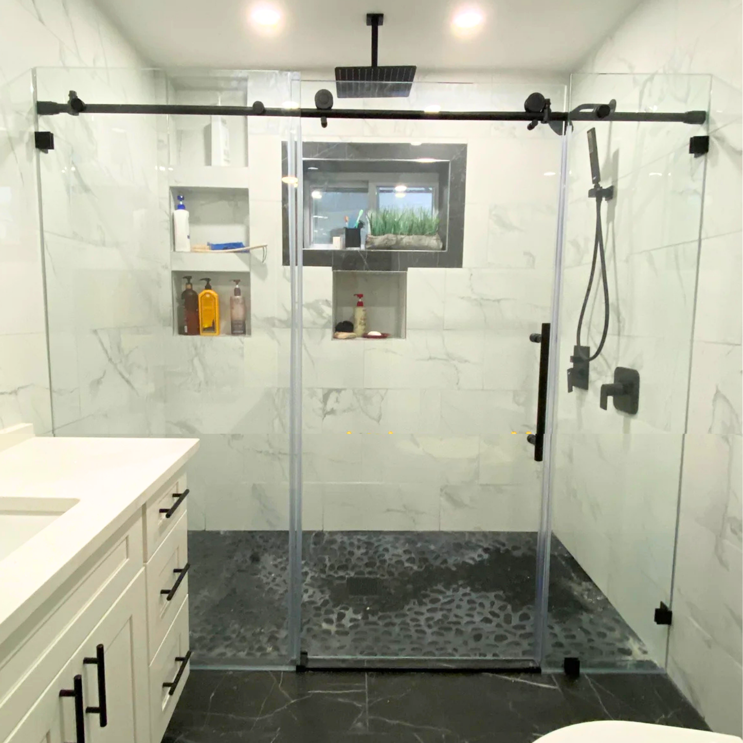 Frameless 3 Glass Panels - Sliding Shower Door