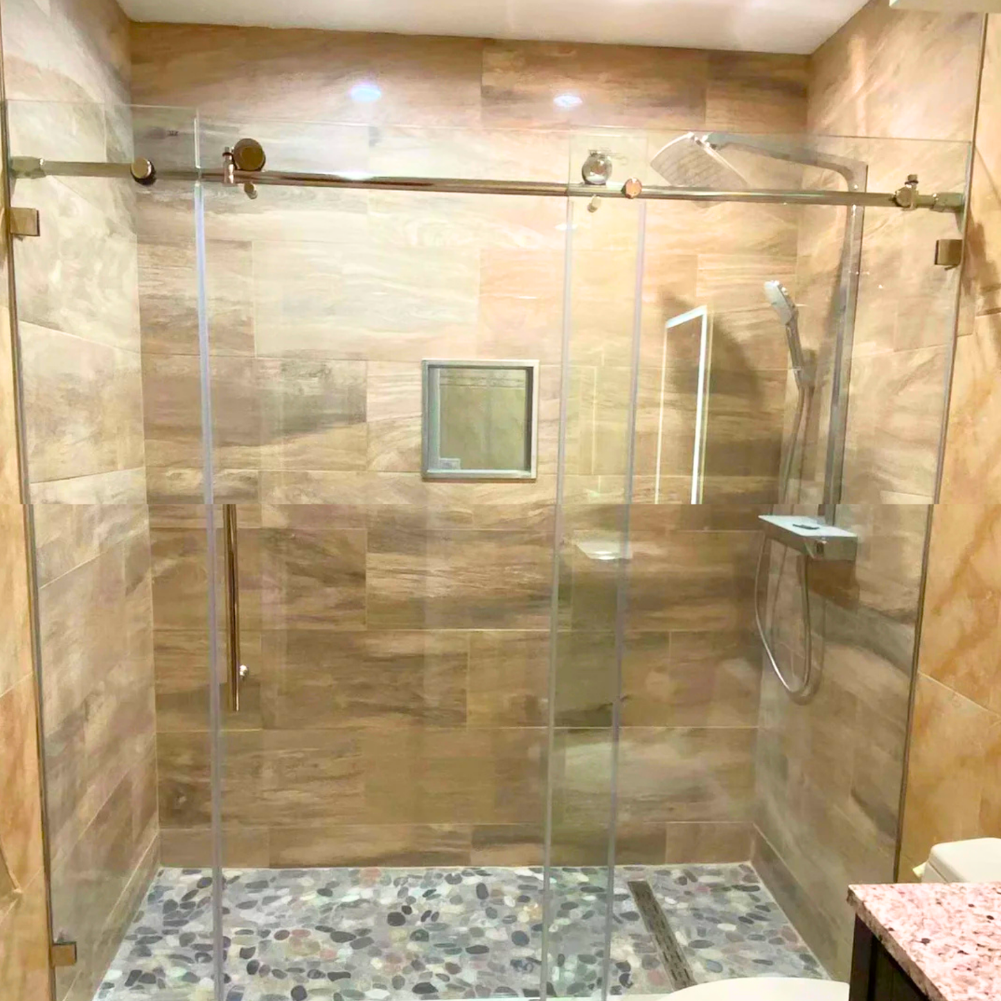 Frameless 3 Glass Panels - Sliding Shower Door