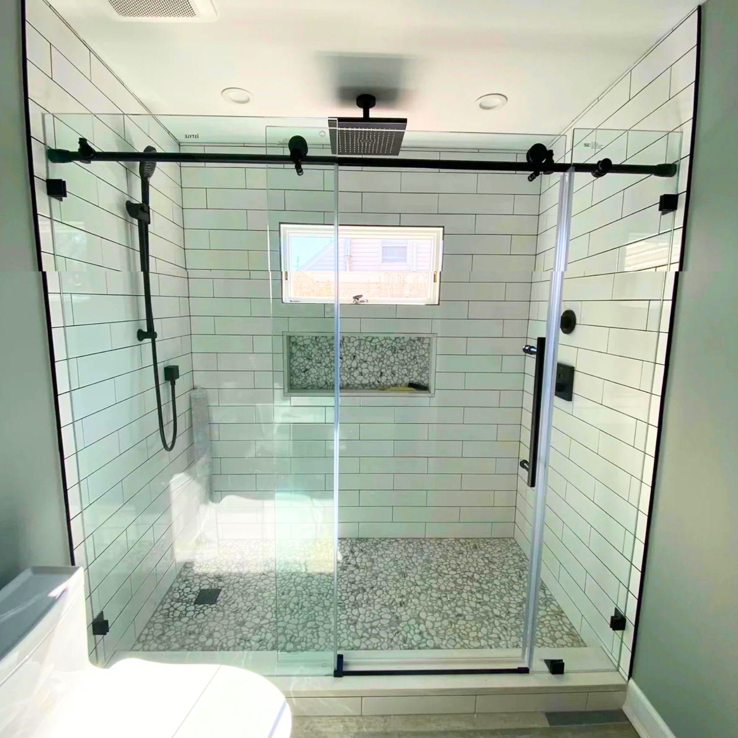 Frameless 3 Glass Panels - Sliding Shower Door