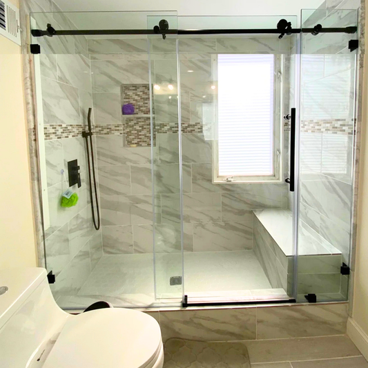 Frameless 3 Glass Panels - Sliding Shower Door