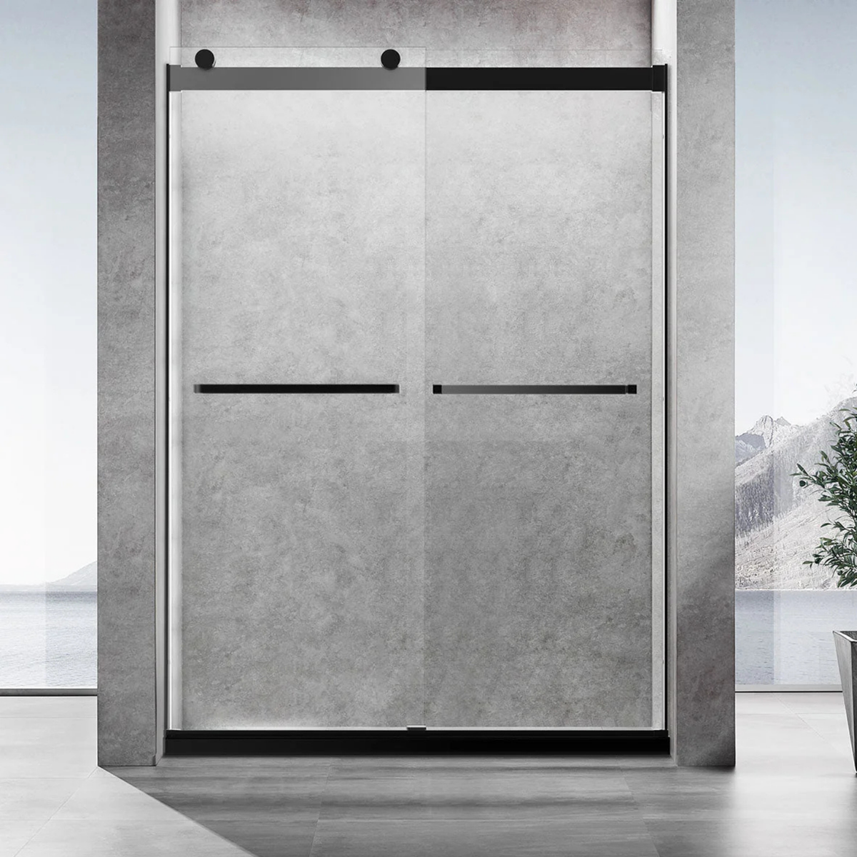 Frameless Double Sliding Shower Door +