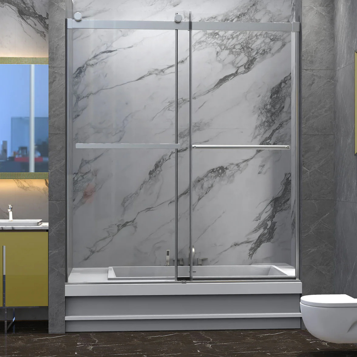 Frameless Double  Sliding shower door