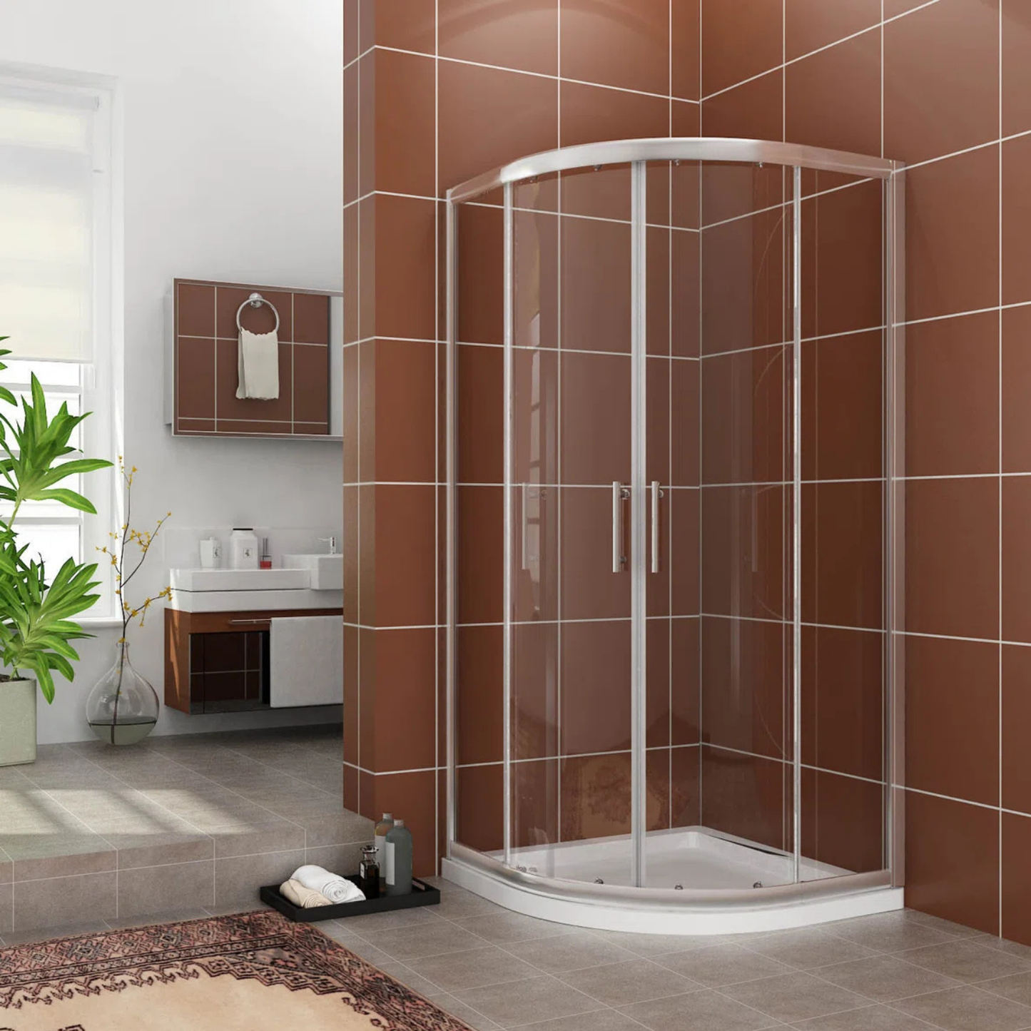 Round Bypass Double  Sliding shower door